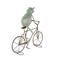 19.5" Frog on Bicycle Metal Garden Sculpture with Gold Accents